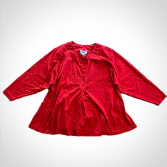 Players Sport Vintage Red Button-up Oversized Shirt Top Womens Small - Picture 1 of 16